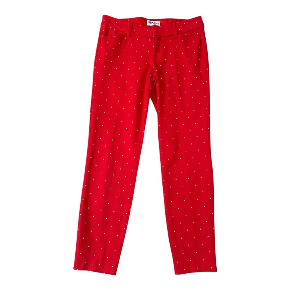 Old Navy Pixie Ankle Pants Red Polka Dot Stretch Career Casual Size 2